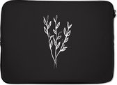 Laptophoes 14 inch - Planten - Boeket - Line art - Zwart - Laptop sleeve