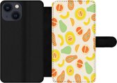 Bookcase Geschikt voor iPhone 13 Mini telefoonhoesje - Fruit - Patronen - Meloen - Met vakjes - Wallet case met magneetsluiting