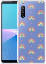 Sony Xperia 10 III Hoesje Regenboog Patroon Designed by Cazy