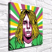 Pop Art Kurt Cobain Acrylglas - 120 x 120 cm op Acrylaat glas + Inox Spacers / RVS afstandhouders - Popart Wanddecoratie