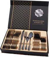 Norras  bestekset  Zwart van roestvrij staal 24-delig voor huis keuken restaurant bestek set met geschenkdoos voor 6 personen - Licht beschadigde doos, product 100% in orde!