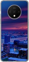 Geschikt voor OnePlus 7T hoesje - Rotterdam - Lucht - Roze - Siliconen Telefoonhoesje