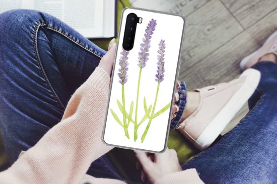 Telefoonhoesje Geschikt voor OnePlus Nord hoesje - Lavendel - Aquarel - Planten - Siliconen Telefoonhoesje Telefoonhoesje