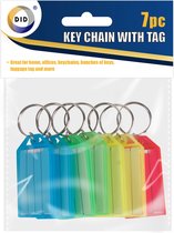 7x Gekleurde sleutellabels/sleutelhangers - Sleutelhanger met etiket/label/schrijfvakje