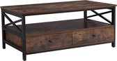 Salontafel - Tafel - Salontafels - Bijzettafels - 2 Lades - Metaal - Bewerkt hout - 100 x 55 x 47 cm