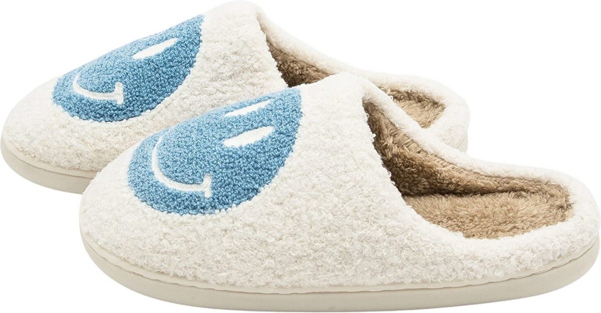 JAXY Smiley Slippers - Smiley Pantoffels - Pantoffels - Smiley Sloffen - Pantoffels Dames en Heren - Sloffen - Sloffen Dames en Heren - Maat 39-40 - Blauw