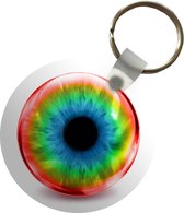 Sleutelhanger - Gekleurd oog in glazen bol - Plastic - Rond - Uitdeelcadeautjes