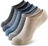 Monfoot - Onzichtbare Lage Sokken met Siliconen Grip in Meerdere Kleuren - Heren, Dames, Unisex - 5 Paar - Maat 42-46 - Wit/Zwart/Grijs/Navy/Blauw - Elastisch en Ademend