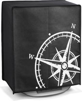 kwmobile Beschermhoes voor Thermomix Thermomix TM5 / TM6 - Hoes voor keukenmachine in wit / zwart - Vintage Kompas design