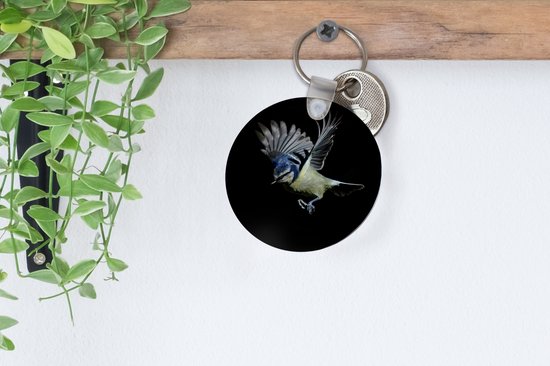 Porte-clés - Pimpelmees sur fond noir - Plastique - Rond