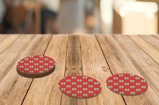 Sous- Sous-verres pour verres - Ronds - Été - Slippers - Rouge - 10x10 cm - Sous-verres en verre - 6 pièces