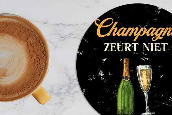 Sous- Sous-verres pour verres - Ronds - Champagne - Bouteille - Glas - 10x10 cm - 6 pièces - Cadeau pour femme - Cadeau pour mari