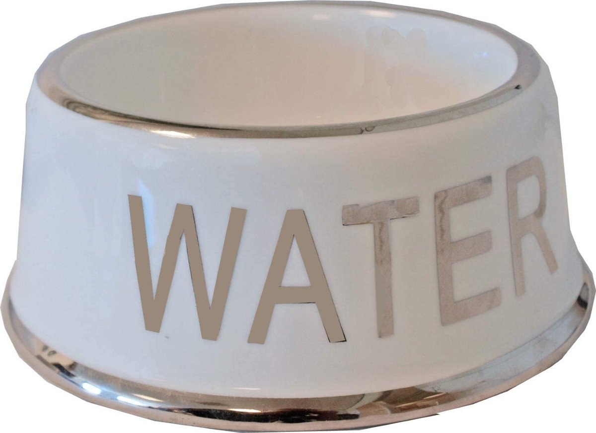 Boon Waterbak Hond - Wit/Zilver - 18 cm