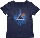 Pink Floyd Kinder Tshirt -Kids tm 10 jaar- Dark Side Of The Moon Blue Splatter Blauw