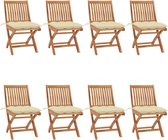 Decoways - Tuinstoelen 8 st inklapbaar met kussens massief teakhout