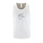 Witte Tanktop sportshirt met "I'd rather be Fishing / In ga liever vissen" Print Zilver Size M