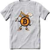 BTC Mascot - Crypto T-Shirt Kleding Cadeau | Dames / Heren / Unisex | Bitcoin / Ethereum shirt | Grappig Verjaardag kado | BTC Tshirt Met Print | - Licht Grijs - Gemaleerd - XXL