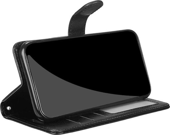 Coque de Téléphone Samsung Galaxy J7 2017 - Bookcase - Espace pour 3 Cartes - Simili Cuir - avec 3x Protecteur d'écran Trempé - SAFRANT1 - Zwart