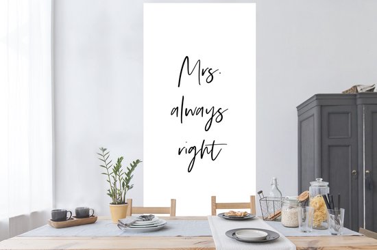 Stickers muraux - Citations - 'Mrs. toujours raison' - Mariage - Proverbes - 80x160 cm - Film adhésif
