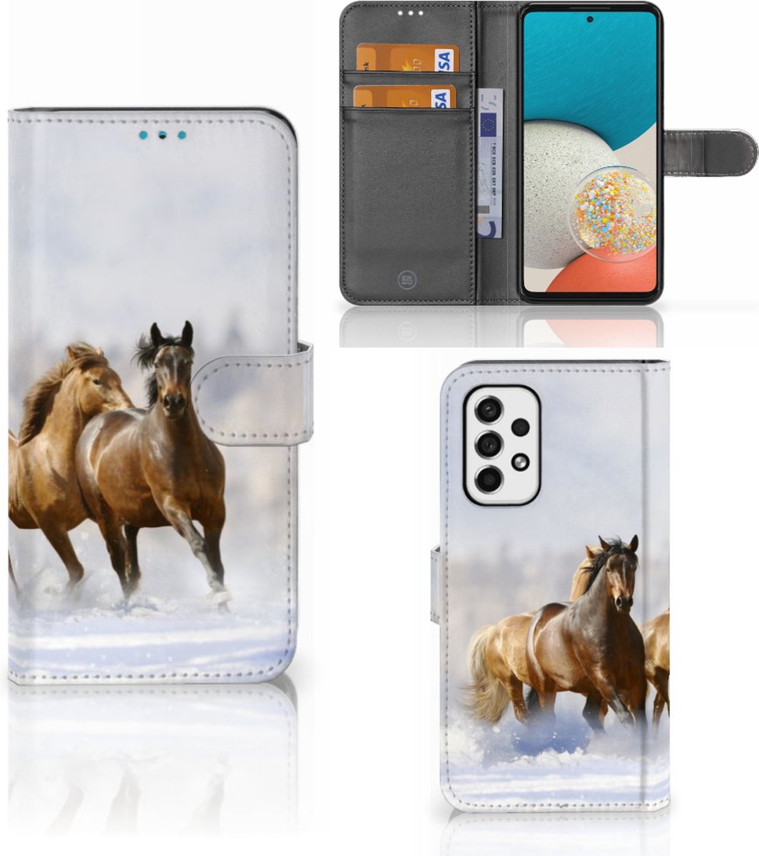 Samsung Galaxy A53 Telefoonhoesje met Pasjes Paarden