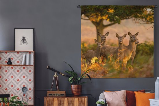 Tapisserie - Tapisserie - Animaux de la forêt - Cerf - Léger - 150x150 cm - Tapisserie