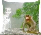 Sierkussens - Kussentjes Woonkamer - 40x40 cm - Schreeuwende aap voor waterval