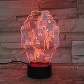 3D Led Lamp Met Gravering - RGB 7 Kleuren - Vogels