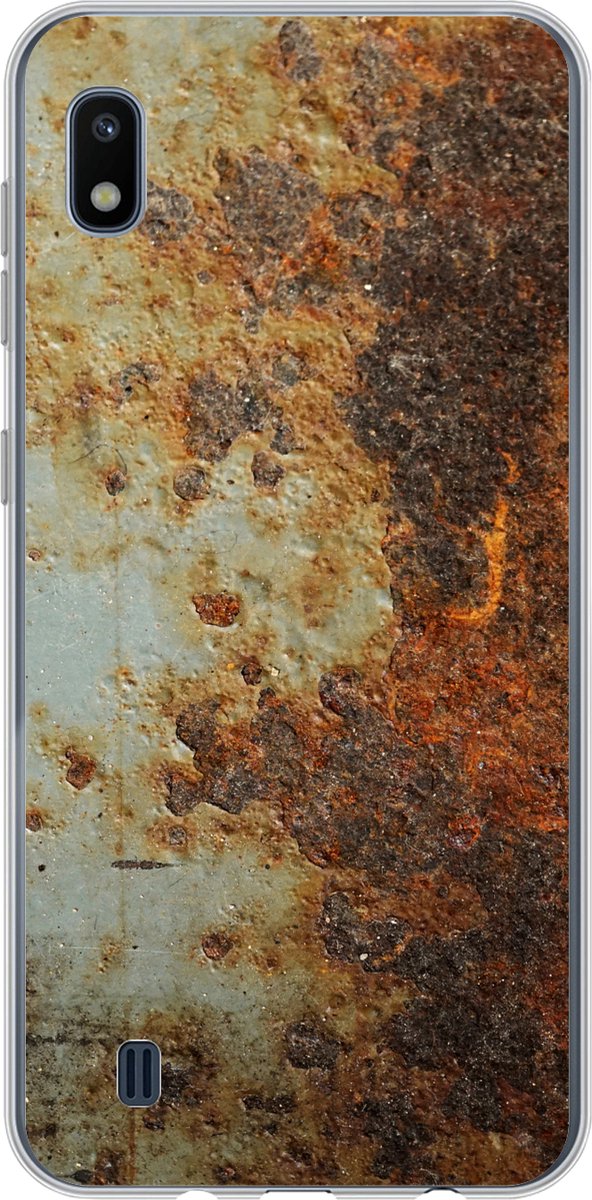 Telefoonhoesje Geschikt voor Samsung Galaxy A10 hoesje - Staalplaat - Oud - Roest print - Siliconen Telefoonhoesje Telefoonhoesje