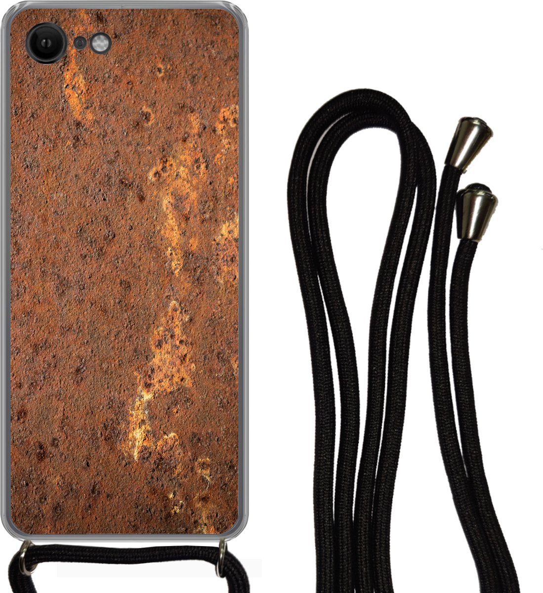 Telefoonkoord - Telefoonketting - Telefoonhoesje Geschikt voor iPhone 7 - Metaal - Roest print - Staal - Siliconen - Crossbody - Telefoonhoesje met koord Telefoonhoesje