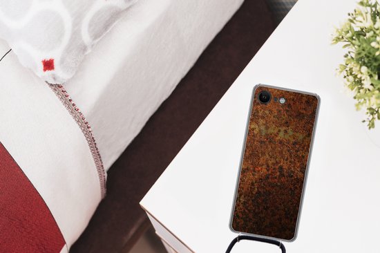 Coque avec cordon iPhone SE 2020 - Métal - Vert - Rouille - Siliconen - Bandoulière - Coque arrière avec cordon - Coque pour téléphone avec cordon - Coque avec corde
