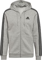 adidas - Essentials Fleece 3S Zip Hoodie - Grijs Vest-XL