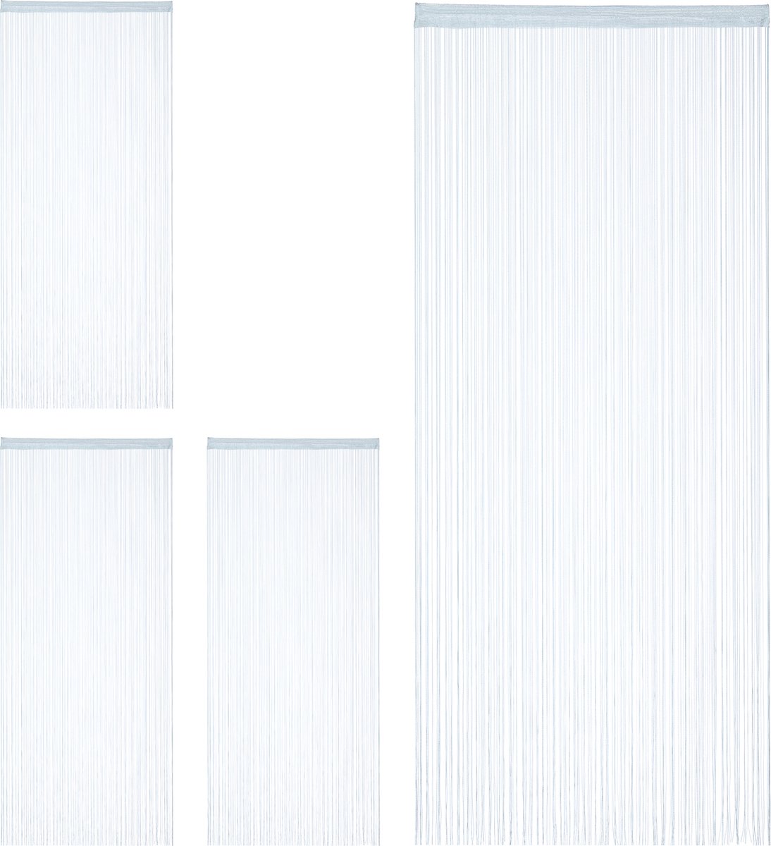 Relaxdays 4x draadgordijn zilver - draadjesgordijn - deurgordijn - slierten 90x245 cm