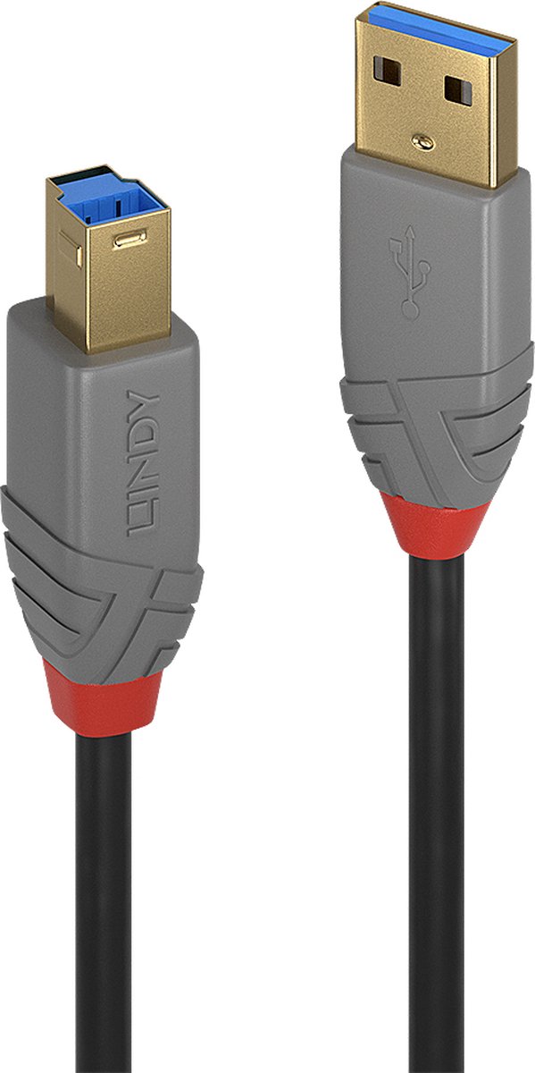 LINDY USB-kabel USB 3.2 Gen1 (USB 3.0 / USB 3.1 Gen1) USB-A stekker, USB-B stekker 1.00 m Zwart 36741