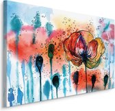 Schilderij - Klaprozen in waterverf (print op canvas), premium print