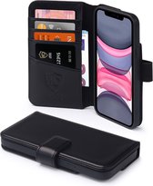 Étui pour iPhone 11 d'Apple, MobyDefend bibliothèque de luxe en cuir véritable, Noir - Étui pour téléphone portable adapté : Apple iPhone 11