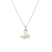 Zilveren ketting met hanger enamel schildpad