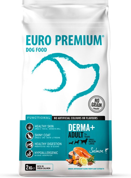 Euro Premium Adult Derma+ Grain Free Salmon 2 kg - Hond
