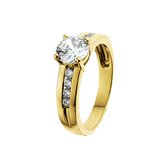 The Jewelry Collection Ring Zirkonia - Geelgoud