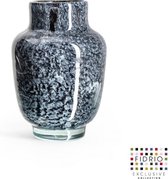 Design Vaas Pearl - Fidrio BLACK FOREST - glas, mondgeblazen bloemenvaas - diameter 14 cm hoogte 20 cm