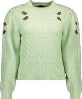 Vero Moda Trui Vmjesabel Ls O-neck Embroidery Blou 10260574 Brook Green/w. Embroide Dames Maat - M