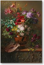 Stilleven met bloemen in een Griekse vaas: allegorie op de Lente - 60x90 Forex Staand - Georgius Jacobus Johannes van Os - Meesterwerken