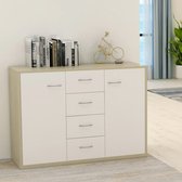 Decoways - Dressoir 88x30x65 cm spaanplaat wit en sonoma eikenkleurig