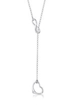 Elli PREMIUM Halsketting Dames Hart Infinity Hanger Y-Ketting Trend met Diamant (0,02 ct.) in 925 Sterling Zilver