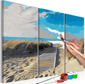 Doe-het-zelf op canvas schilderen - Beach (Blue Sky).