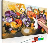 Doe-het-zelf op canvas schilderen - Vase Of Pansies.