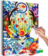 Doe-het-zelf op canvas schilderen - Deer and Flowers.