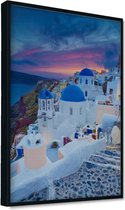 Akoestische panelen - Geluidsisolatie - Akoestische wandpanelen - Akoestisch schilderij AcousticPro® - paneel met uitzicht Santorini, Italie - Design 67 - Basic - 60X90 - zwart- Wa