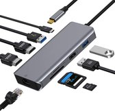 NÖRDIC DOCK-140 Dockingstation USB-C naar HDMI 4K - 1x USB-C, 3x USB A, 1x RJ45, 2x SD MicroSD - Space Gray