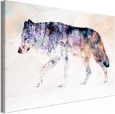 Schilderij - Lonely Wolf (1 Part) Wide.