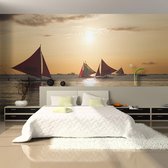 Fotobehang - sailing boats - sunset.